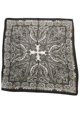 Paisley Print Square Scarf Black/Brown 27x27 Western Wild Rag